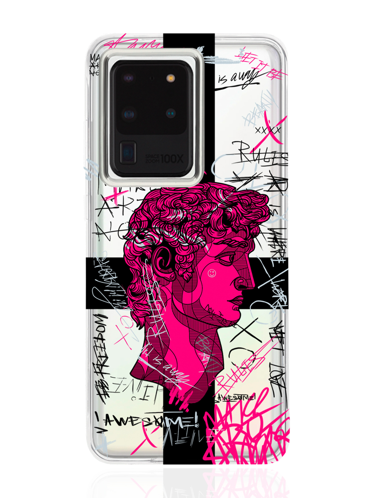 

Чехол MustHaveCase для Samsung Galaxy S20 Ultra Голова Давида граффити прозрачный, Samsung Galaxy S20 Ultra Голова Давида граффити