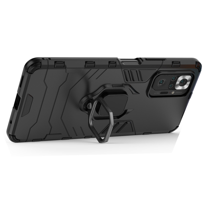 фото Противоударный чехол с кольцом panther case для xiaomi redmi note 10 pro / note 10 pro max black panther