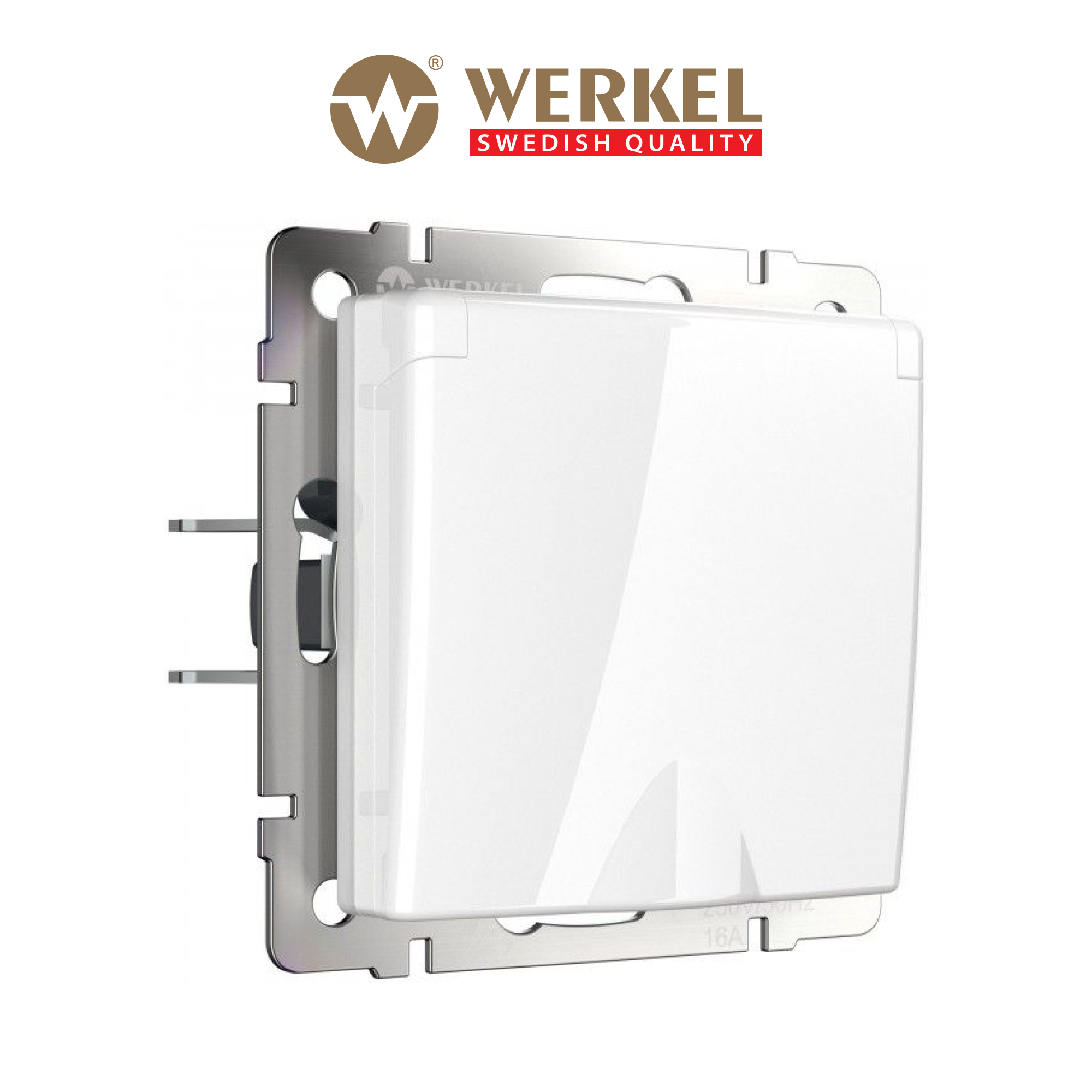 

Розетка влагозащищенная Werkel W1171201 белая с заземлением, защитной крышкой и шторками, Белый, Розетка с заземлением, шторками и крышкой IP44