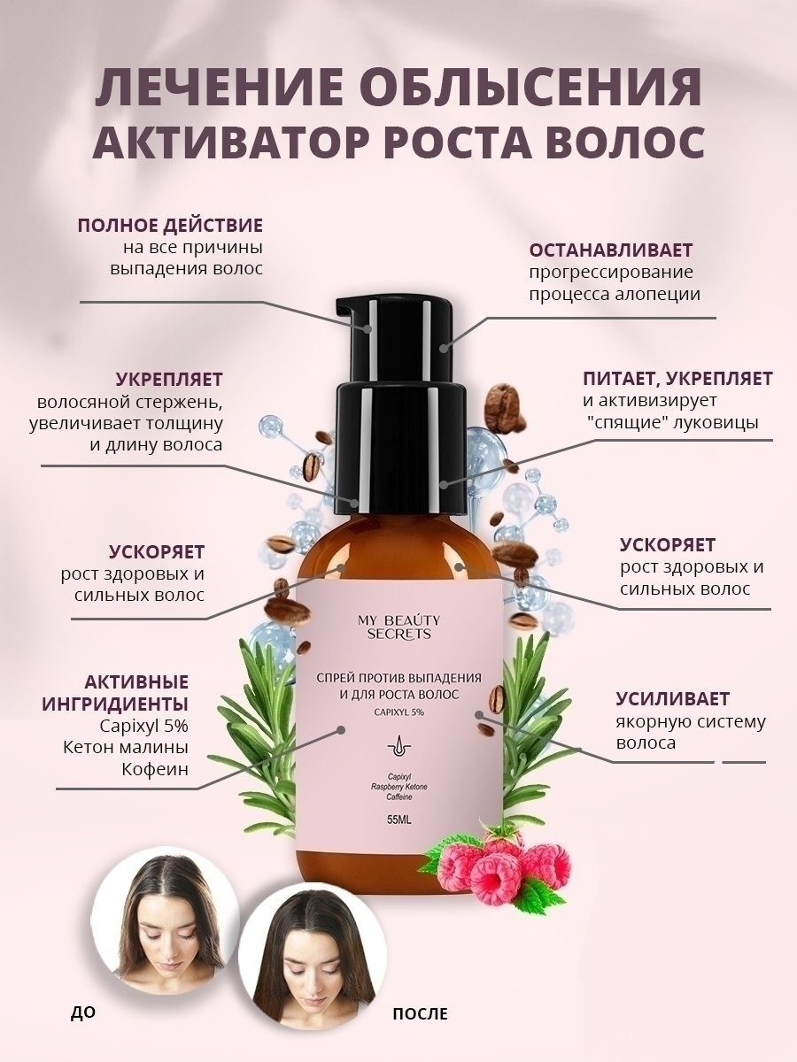 Cпрей MY BEAUTY SECRETS против выпадения, для роста волос, Capixyl, 55мл