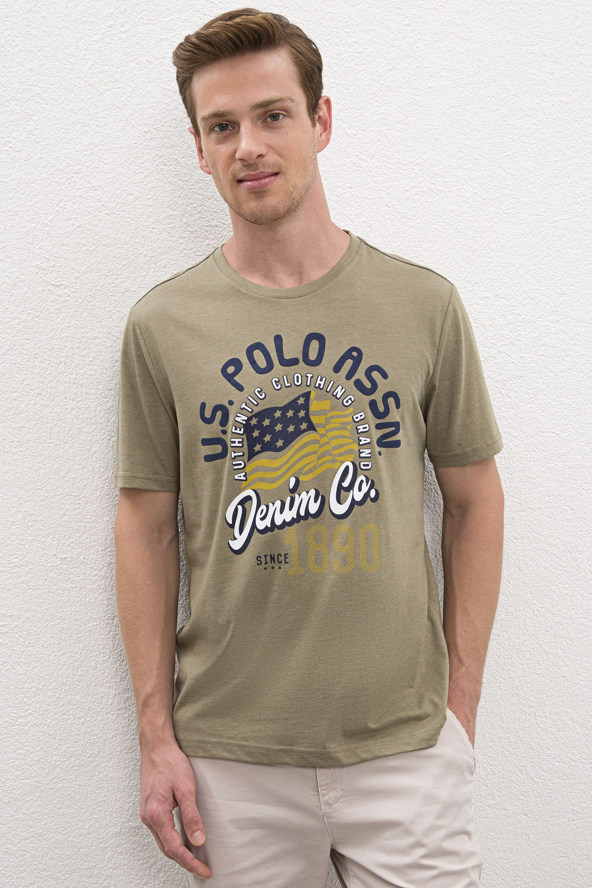 

Футболка мужская U.S. POLO Assn. G081SZ0110VANCE хаки S, G081SZ0110VANCE