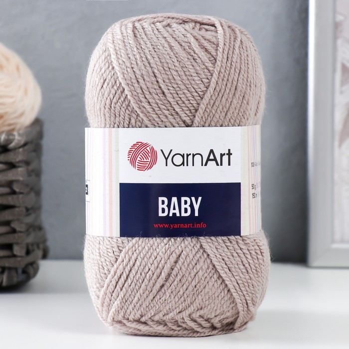 

Пряжа Baby 100% акрил 150м/50гр (857 серобежевый) (5 шт), Бежевый