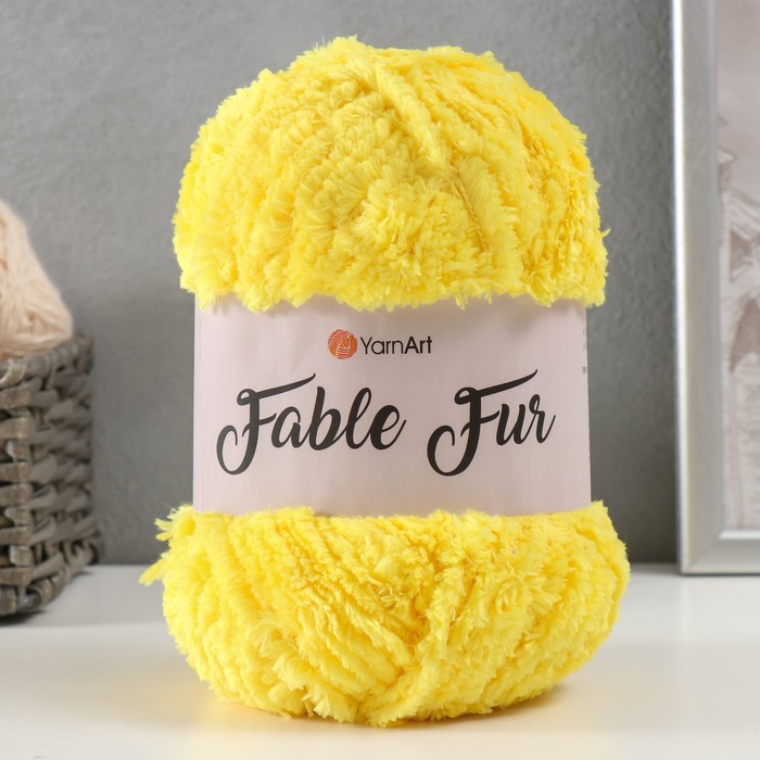 

Пряжа Fable Fur 100% микрополиэстер 100м/100гр (984 лимон), Желтый