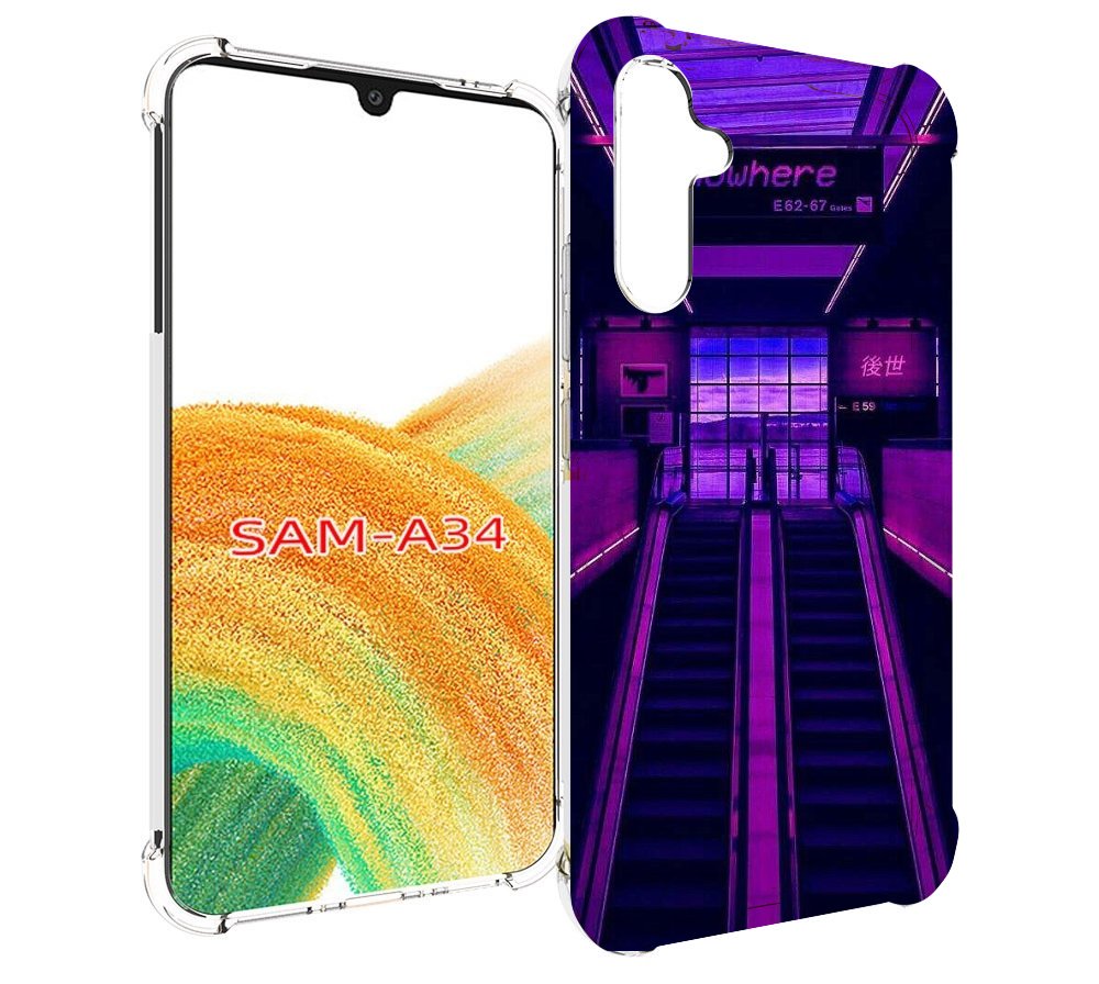

Чехол MyPads фиолетовый эскалатор для Samsung Galaxy A34, Tocco