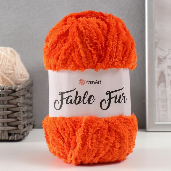 

Пряжа Fable Fur 100% микрополиэстер 100м/100гр (980 оранж.), Оранжевый