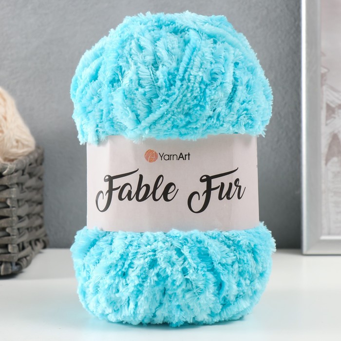 

Пряжа Fable Fur 100% микрополиэстер 100м/100гр (975 бирюза), Голубой