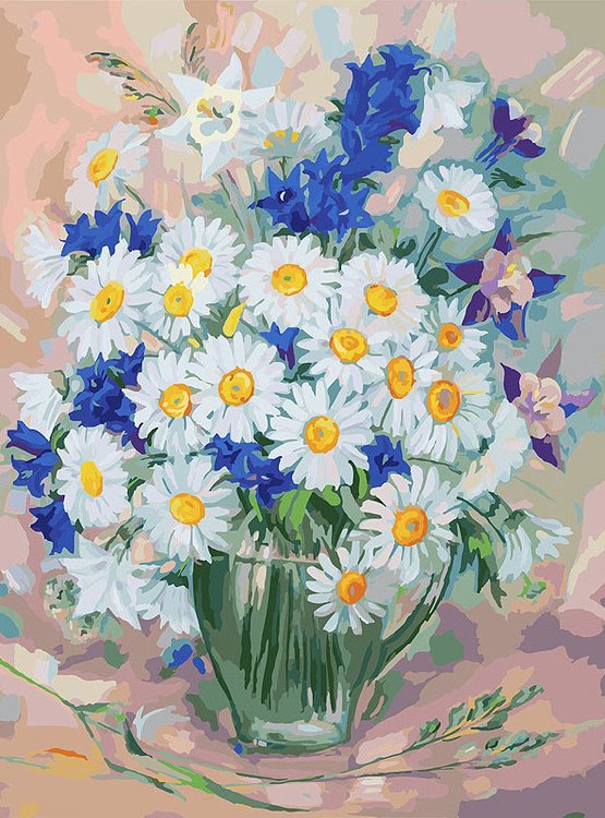 

Картина по номерам Белоснежка Ромашки, 30x40, Ромашки