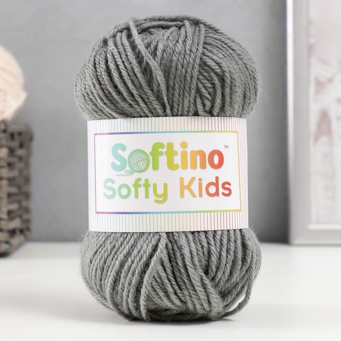 

Пряжа 100% акрил Softy Kids 90м ±5м 50 гр цвет 62 серый (2 шт)