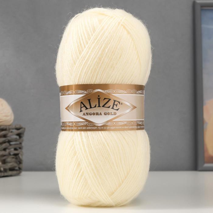 

Пряжа Angora Gold 20% шерсть, 80% акрил 550м/100гр (01 молочный), Бежевый