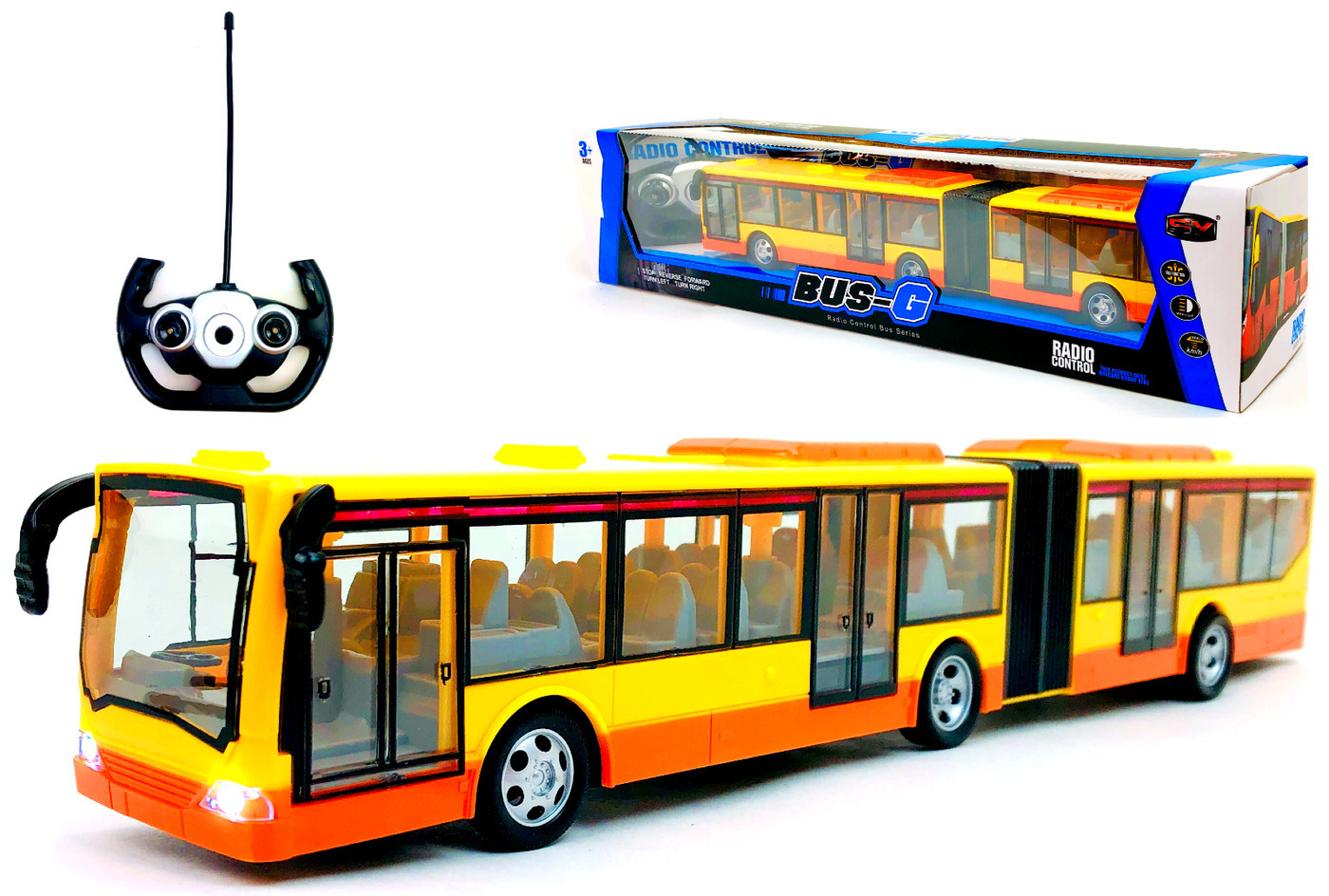 Радиоуправляемый автобус City Bus со светящимися фарами Bus G, 44х8х7 см