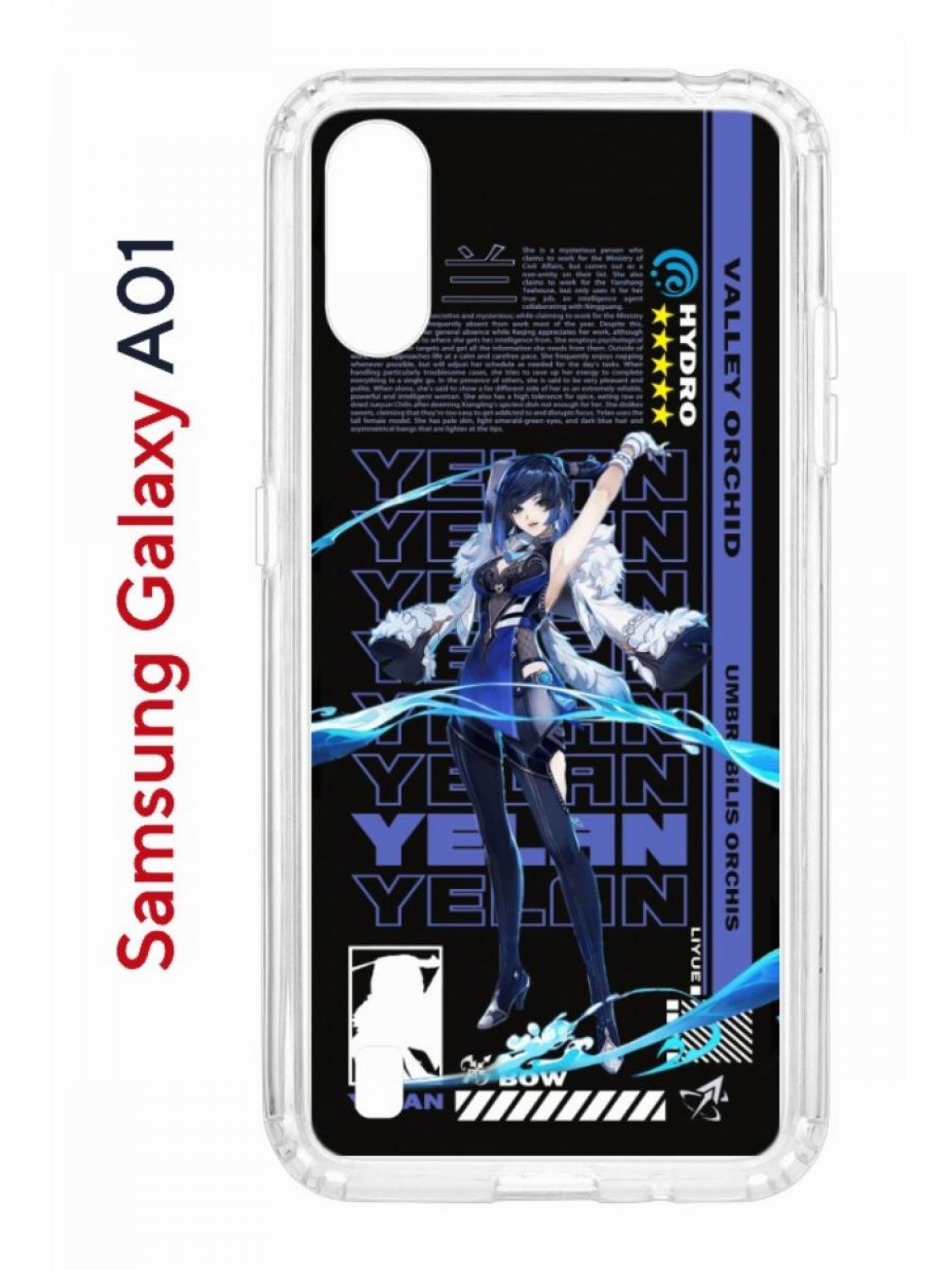Чехол на Samsung Galaxy A01/A015 Kruche Print Yelan Genshin, противоударный бампер