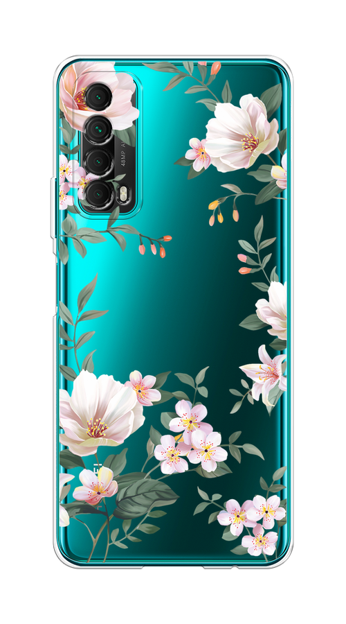 

Чехол на Huawei P Smart 2021 "Beautiful white flowers", Бежевый;зеленый, 6104750-1
