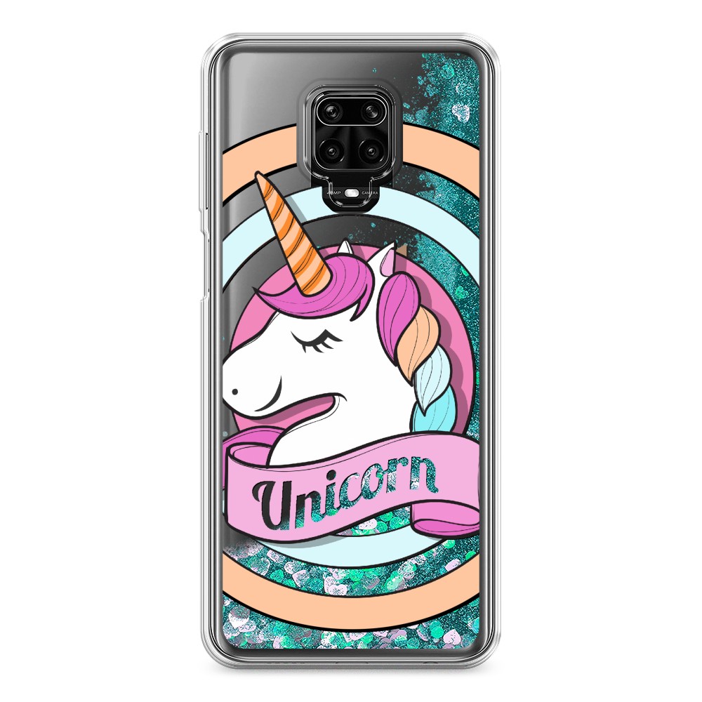 фото Жидкий чехол с блестками "unicorn зефирный" на xiaomi redmi note 9s awog