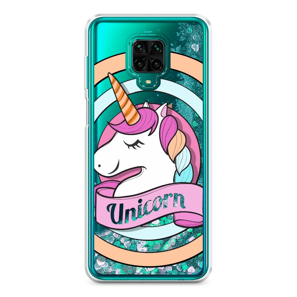 фото Жидкий чехол с блестками "unicorn зефирный" на xiaomi redmi note 9 pro awog