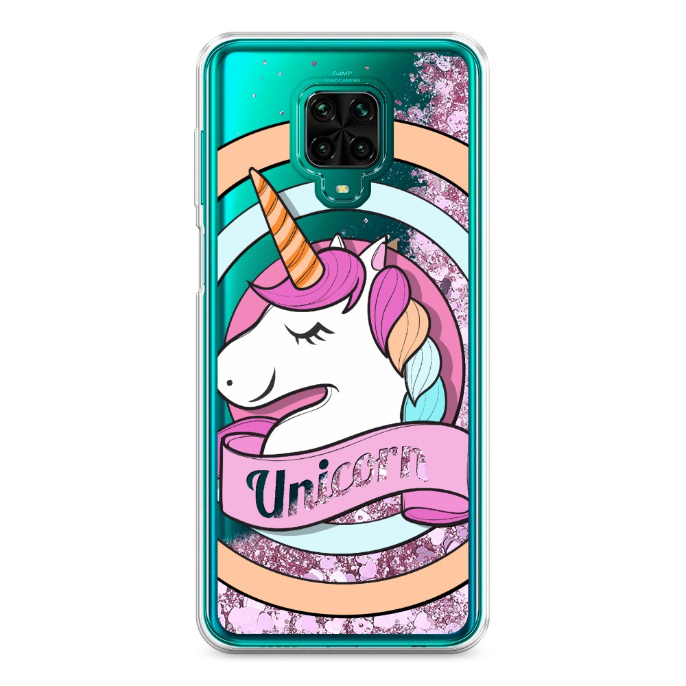 фото Жидкий чехол с блестками "unicorn зефирный" на xiaomi redmi note 9 pro awog