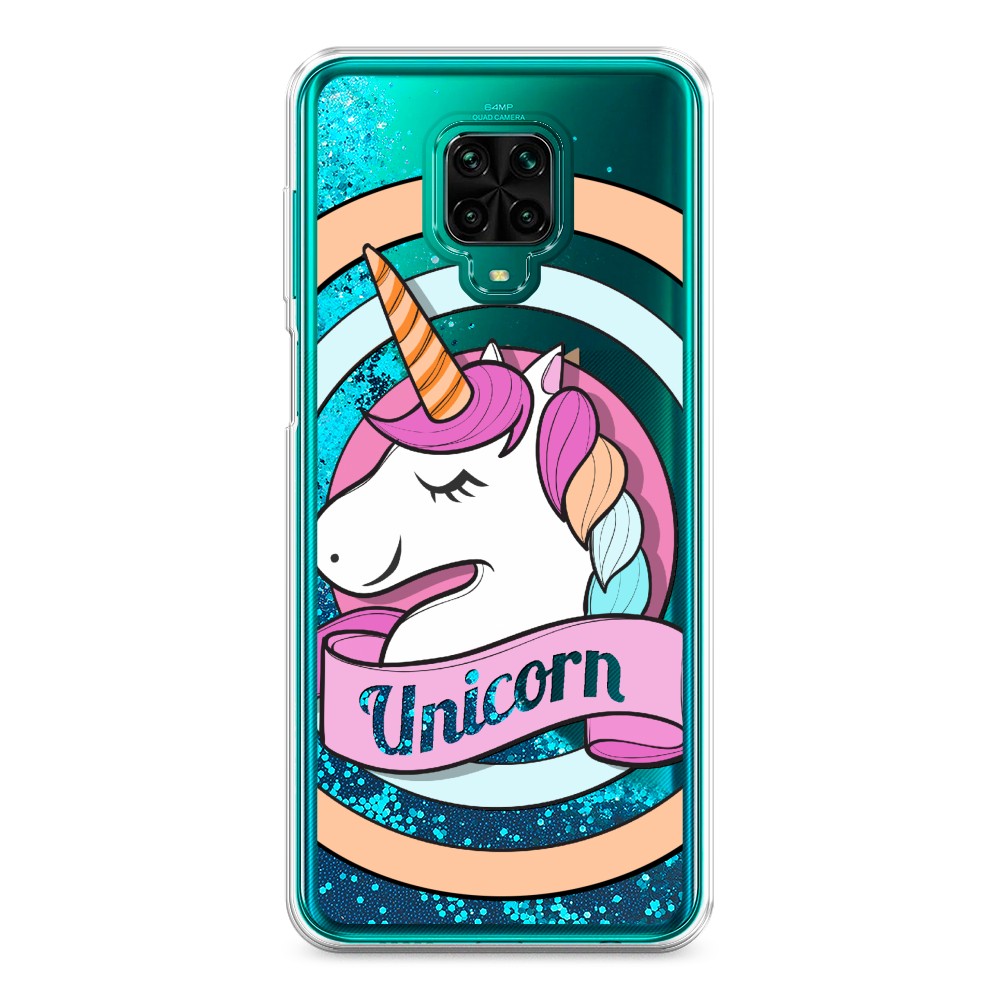 фото Жидкий чехол с блестками "unicorn зефирный" на xiaomi redmi note 9 pro awog