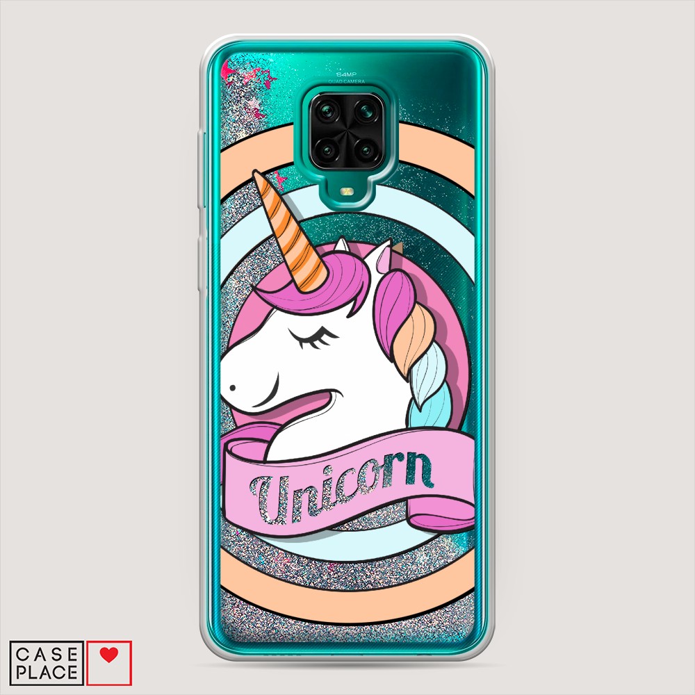 фото Жидкий чехол с блестками "unicorn зефирный" на xiaomi redmi note 9 pro awog