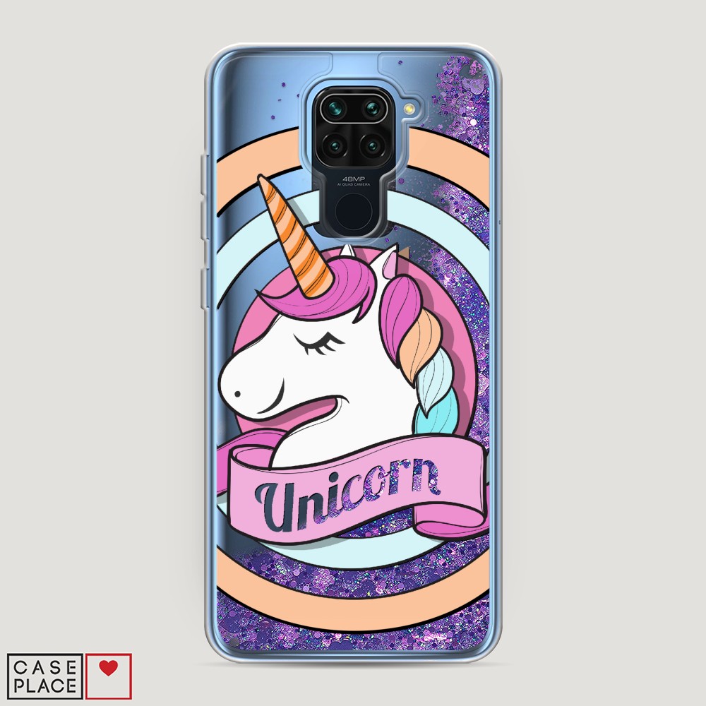 фото Жидкий чехол с блестками "unicorn зефирный" на xiaomi redmi note 9 awog