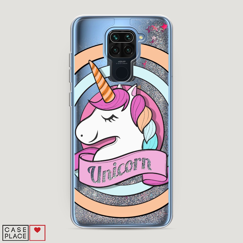 фото Жидкий чехол с блестками "unicorn зефирный" на xiaomi redmi note 9 awog