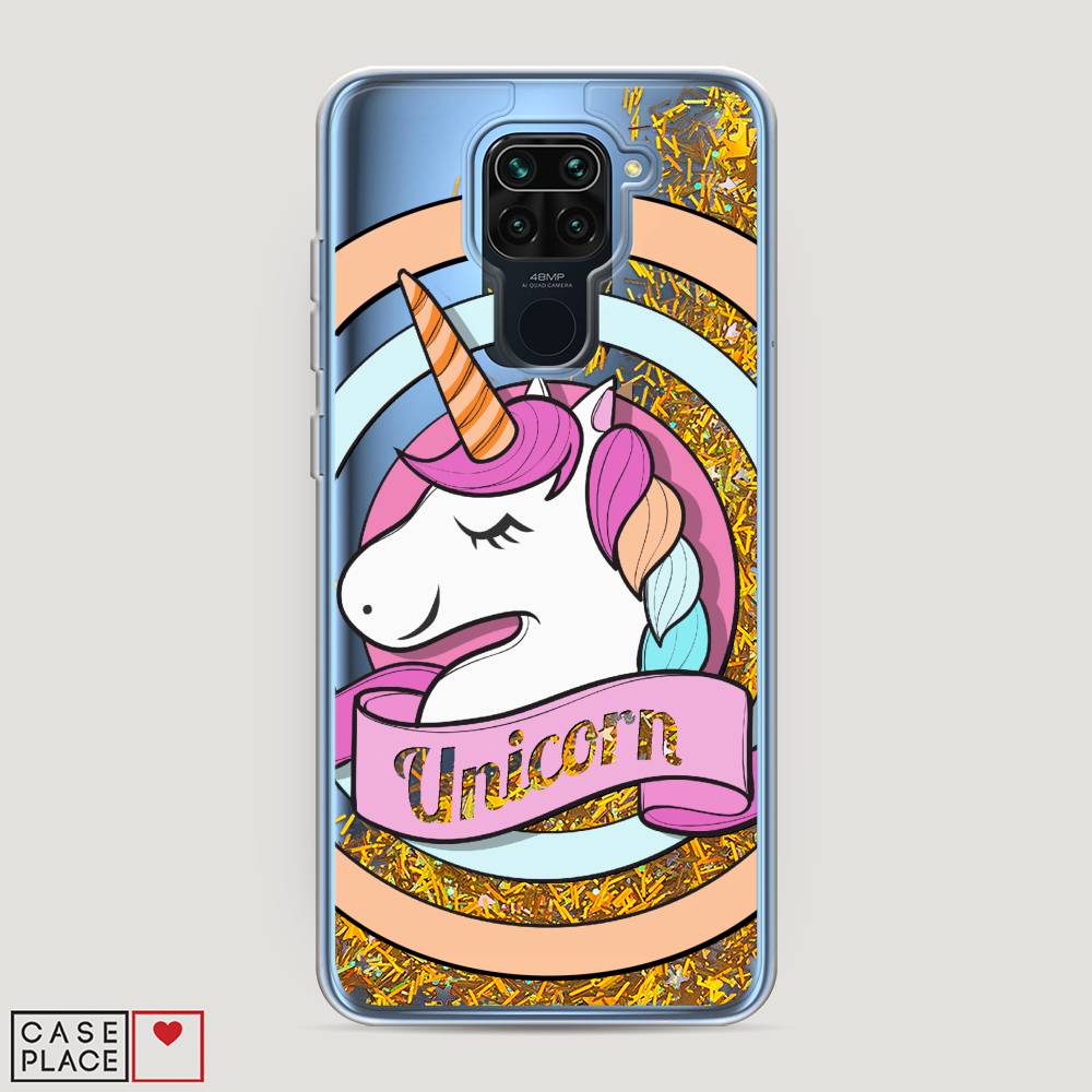 фото Жидкий чехол с блестками "unicorn зефирный" на xiaomi redmi note 9 awog