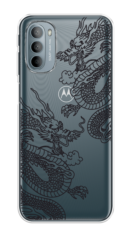 

Чехол на Motorola Moto G31 "Два китайских дракона", Серый;черный, 241850-1