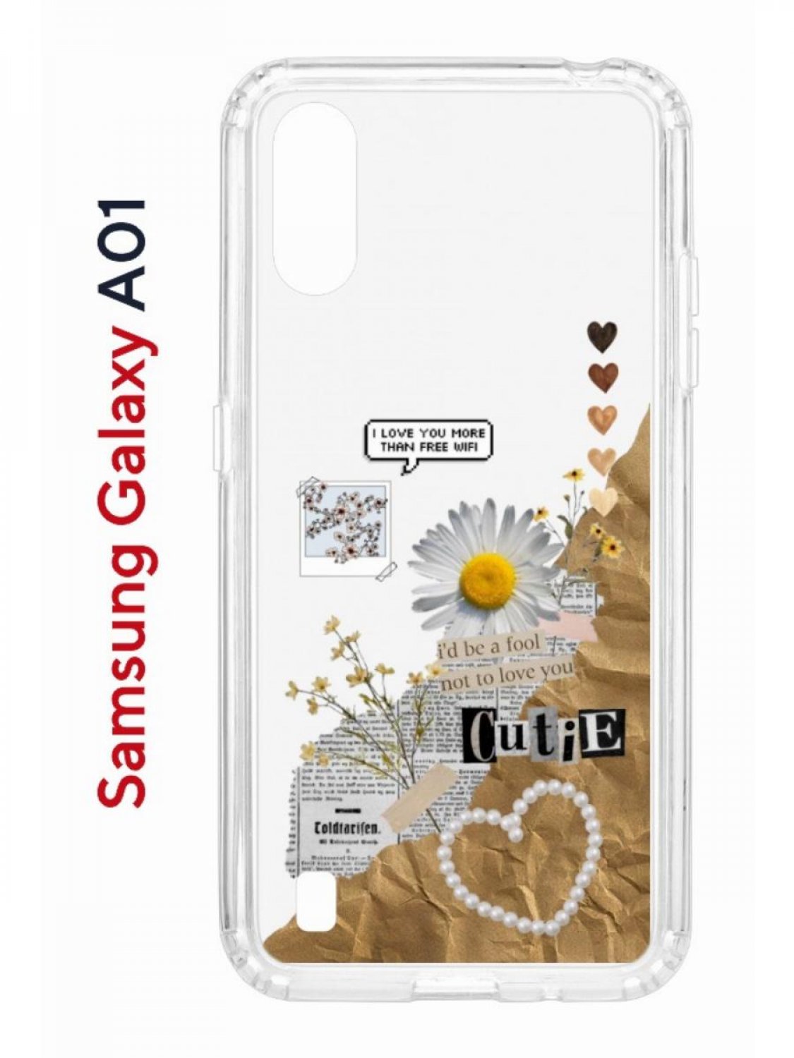 Чехол на Samsung Galaxy A01/A015 Kruche Print Крафтовые наклейки, противоударный бампер