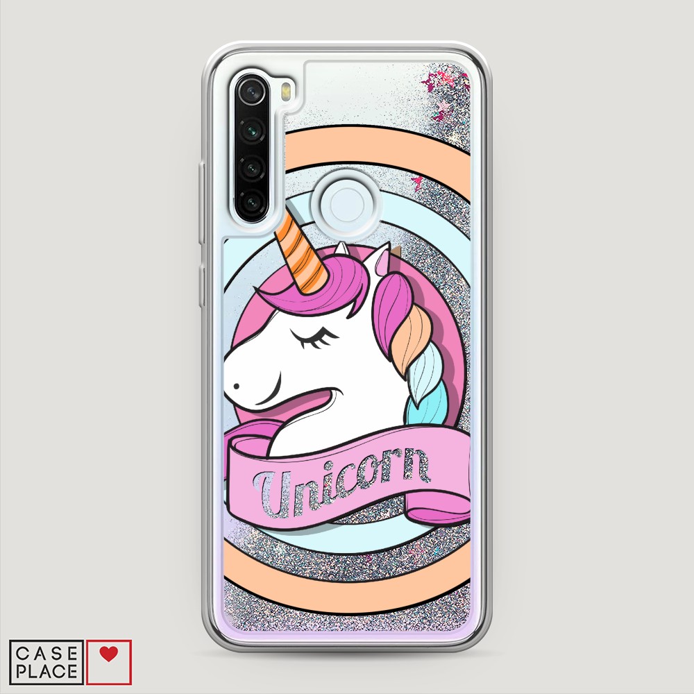 фото Жидкий чехол с блестками "unicorn зефирный" на xiaomi redmi note 8t awog