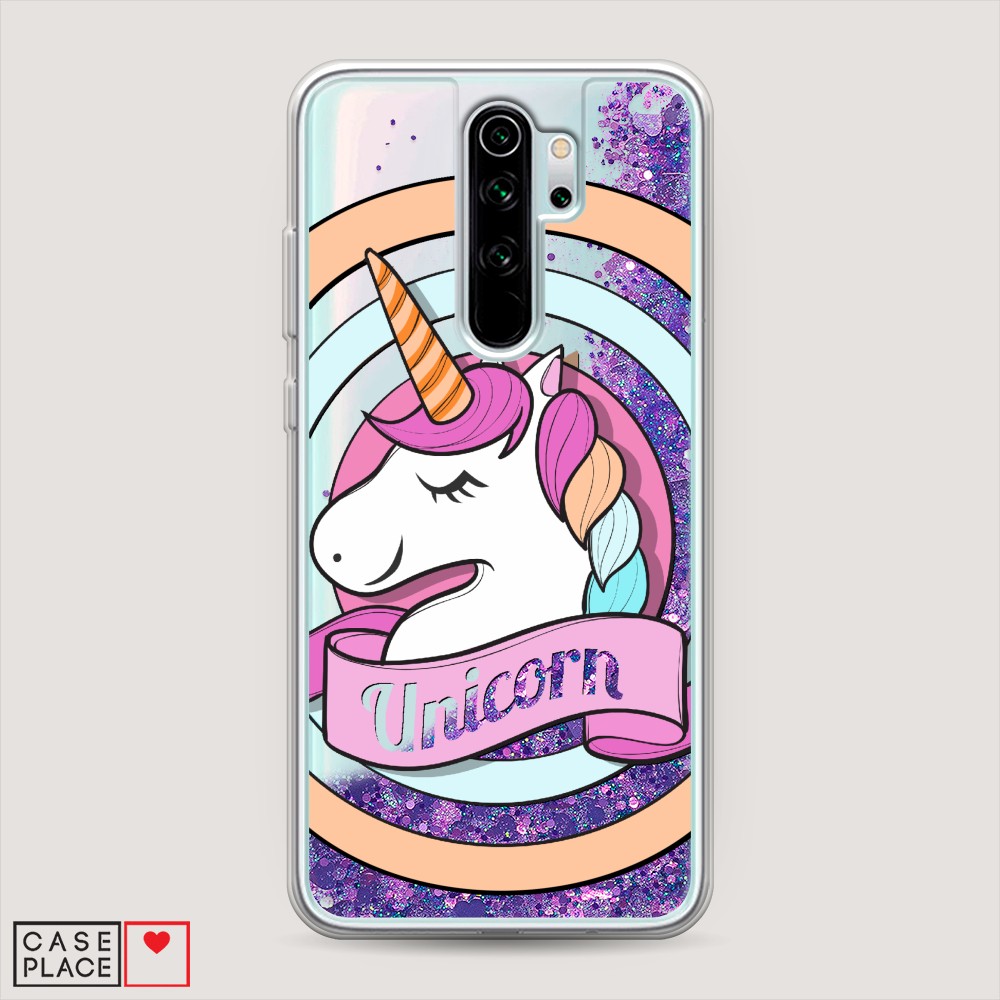 фото Жидкий чехол с блестками "unicorn зефирный" на xiaomi redmi note 8 pro awog