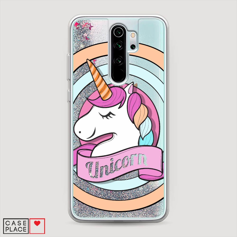 фото Жидкий чехол с блестками "unicorn зефирный" на xiaomi redmi note 8 pro awog