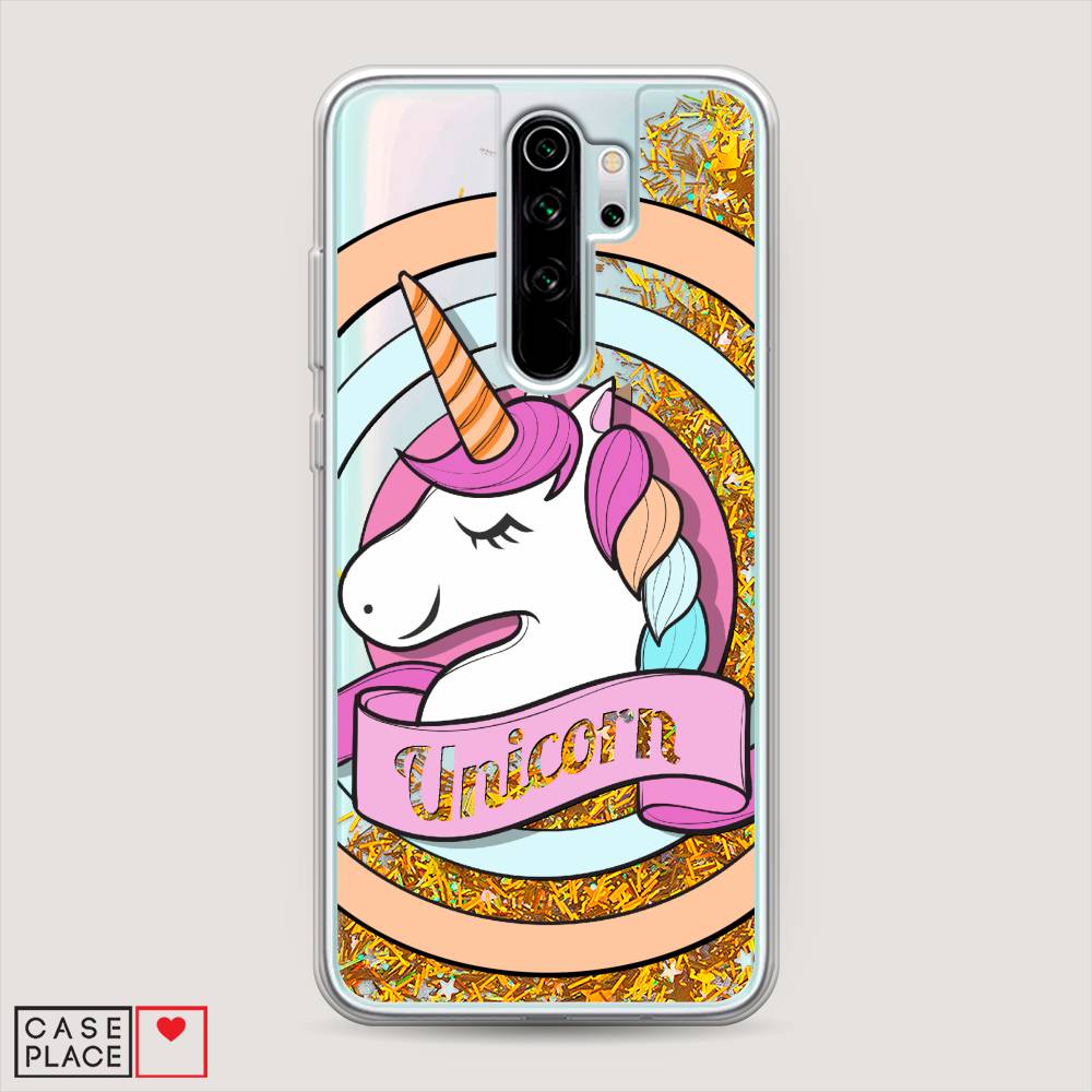 фото Жидкий чехол с блестками "unicorn зефирный" на xiaomi redmi note 8 pro awog