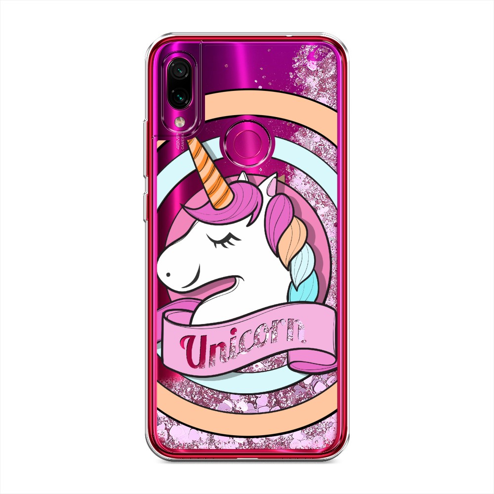 

Жидкий чехол с блестками "Unicorn зефирный" на Xiaomi Redmi Note 7