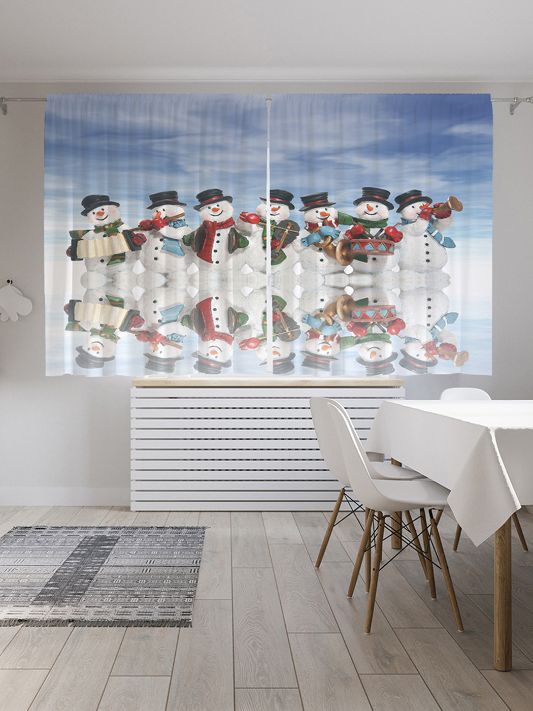 

Шторы с фотопечатью "Коллектив снеговиков" из сатена, 290х180 см