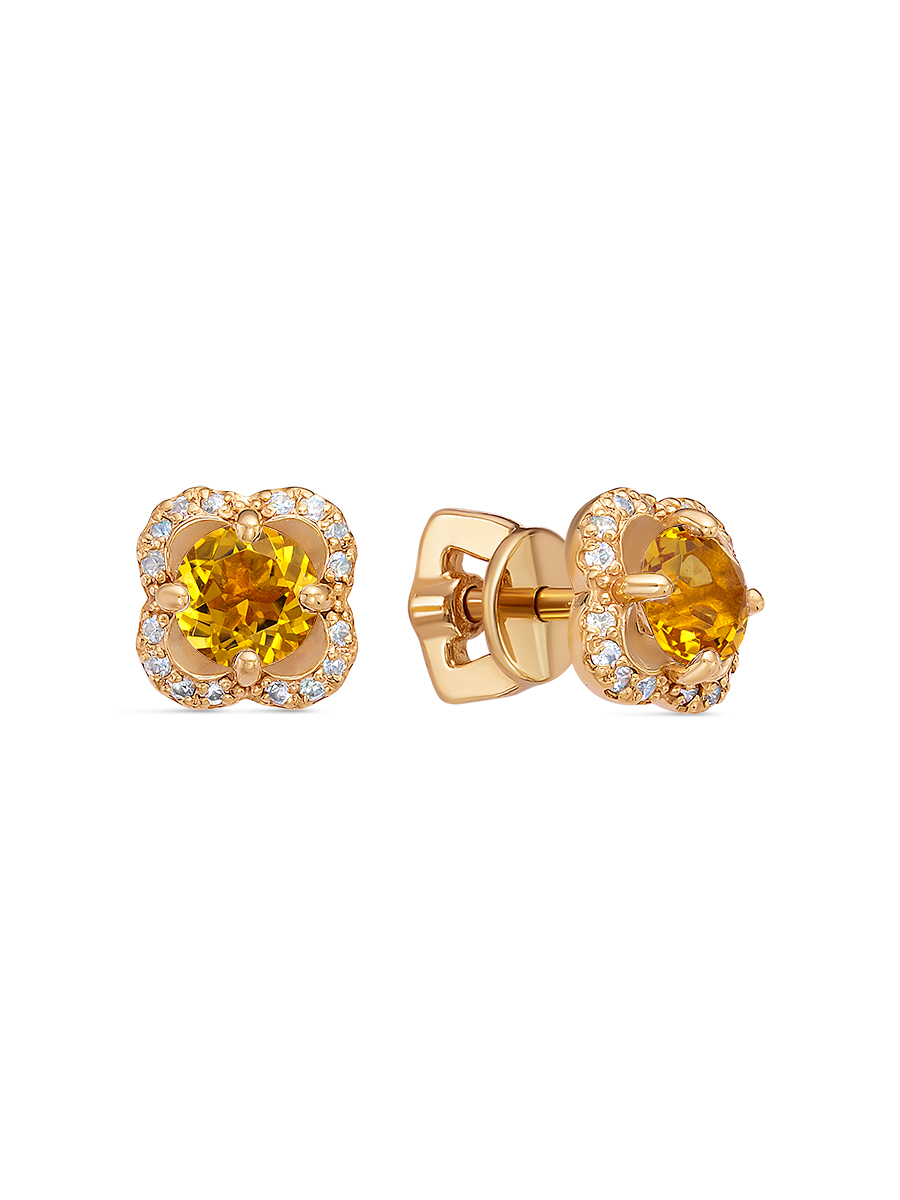 

Серьги-пусеты из серебра с цитрином/фианитом SamoroDki Jewelry 2-04-279-34з, 2-04-279-34з