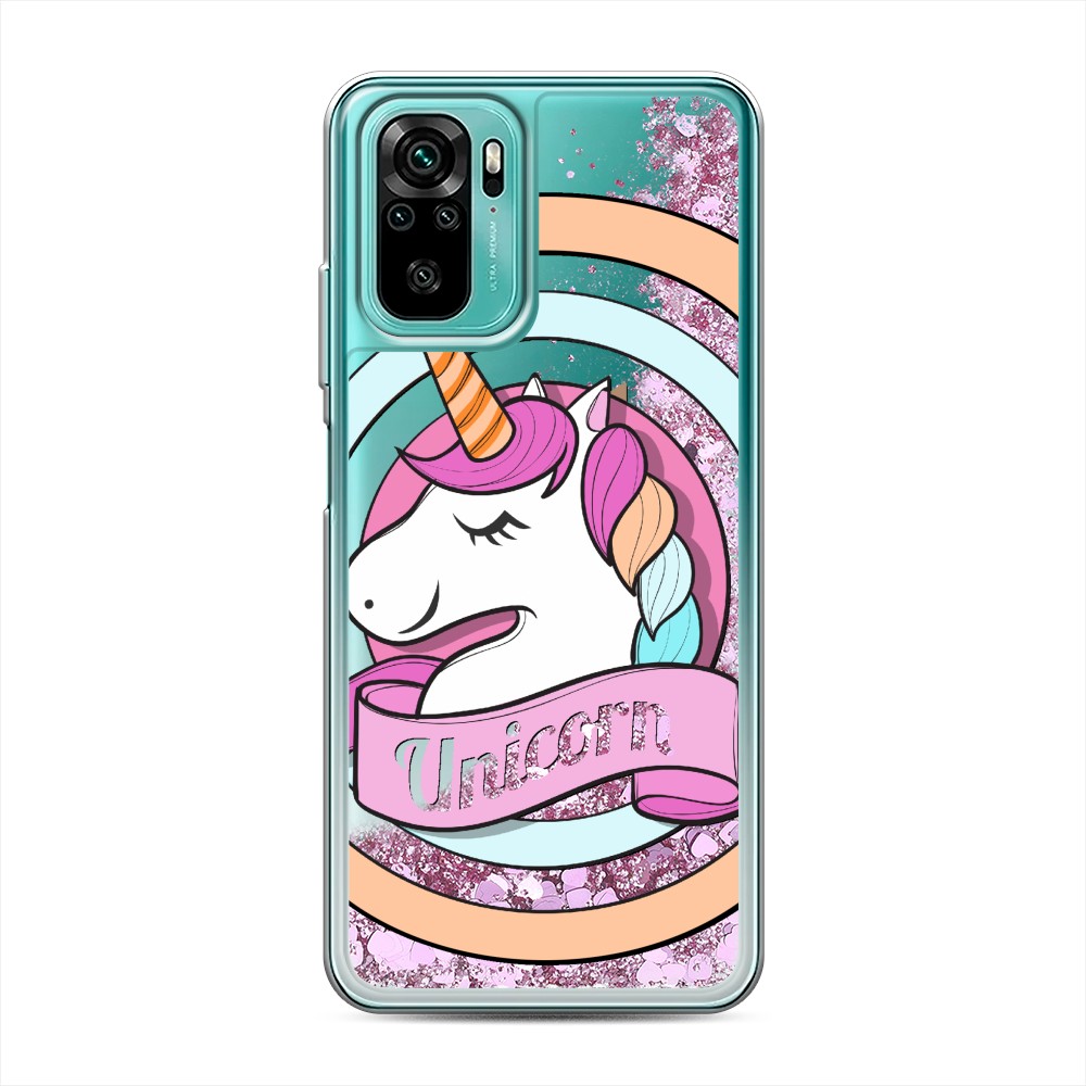 

Жидкий чехол с блестками "Unicorn зефирный" на Xiaomi Redmi Note 10S