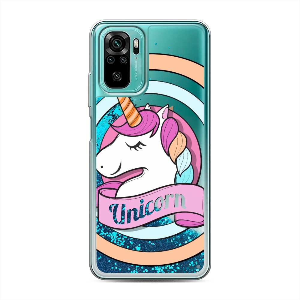 фото Жидкий чехол с блестками "unicorn зефирный" на xiaomi redmi note 10s awog