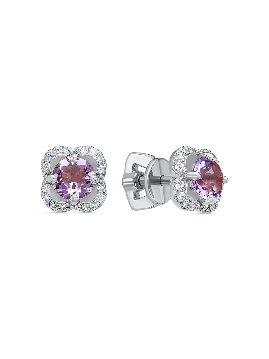 

Серьги из серебра с аметистом/фианитом SamoroDki Jewelry 2-04-279-13р, 2-04-279-13р