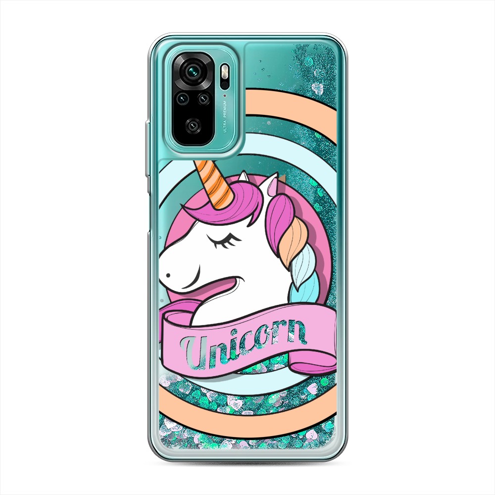 

Жидкий чехол с блестками "Unicorn зефирный" на Xiaomi Redmi Note 10