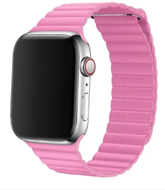 

Ремешок кожаный для Apple Watch 38/40мм (4), розовый, на магните