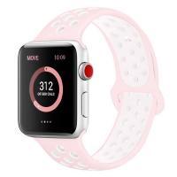 

Ремешок силиконовый перфорированный NK для Apple Watch 38/40мм (35), розовый+белый, на кно