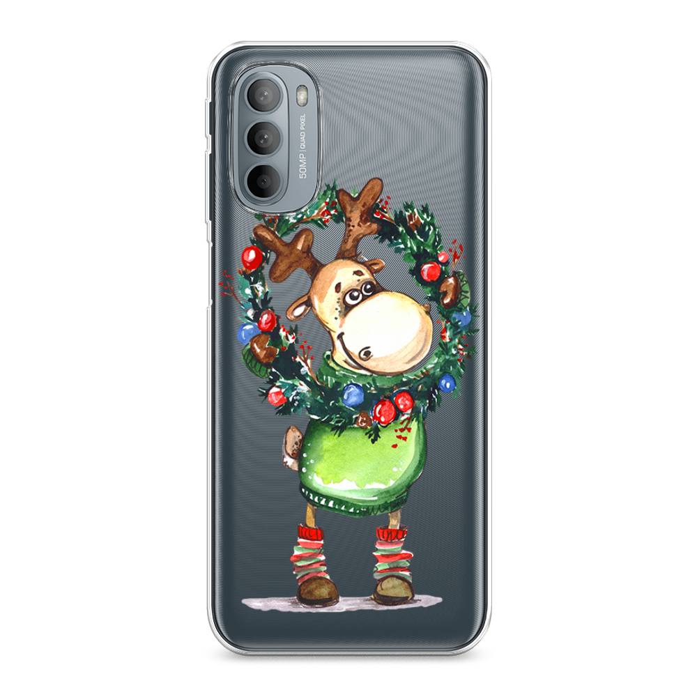 

Чехол на Motorola Moto G31 "Олень с новогодним венком", 241850-4