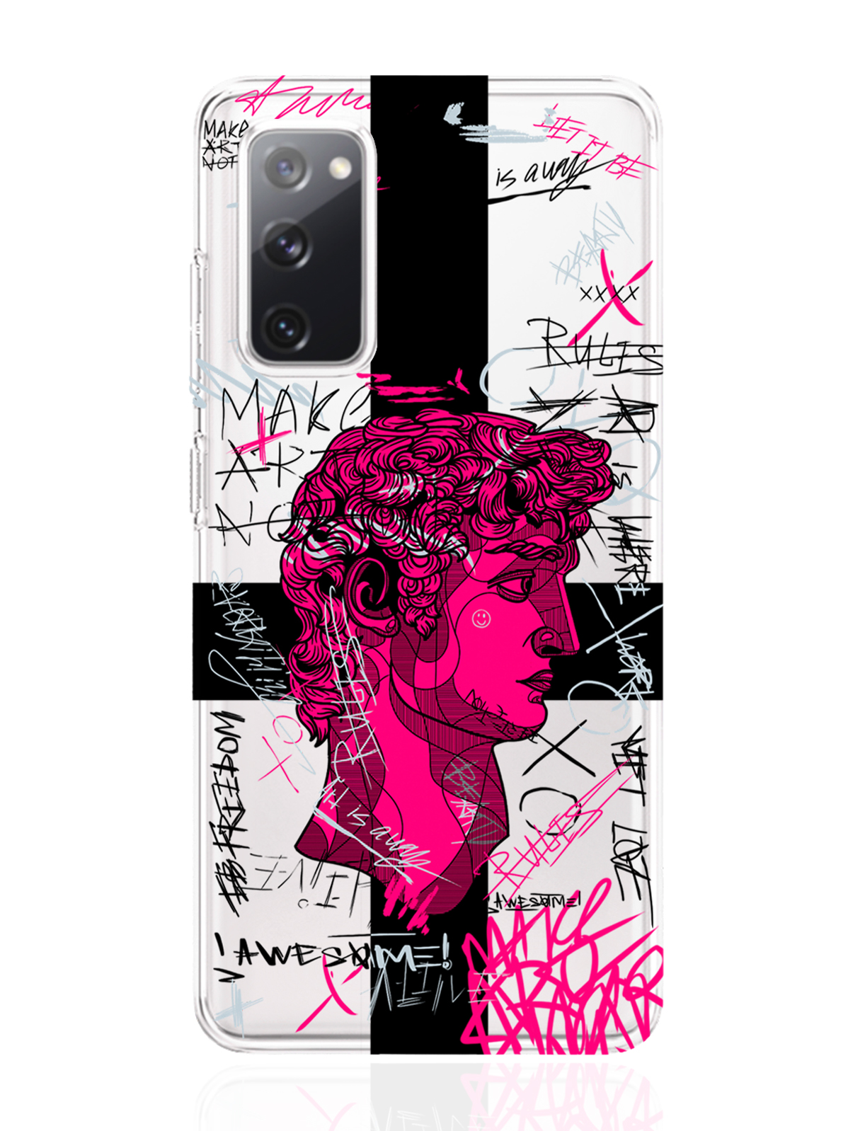 

Чехол MustHaveCase для Samsung Galaxy S20 FE Голова Давида граффити прозрачный, Samsung Galaxy S20 FE Голова Давида граффити