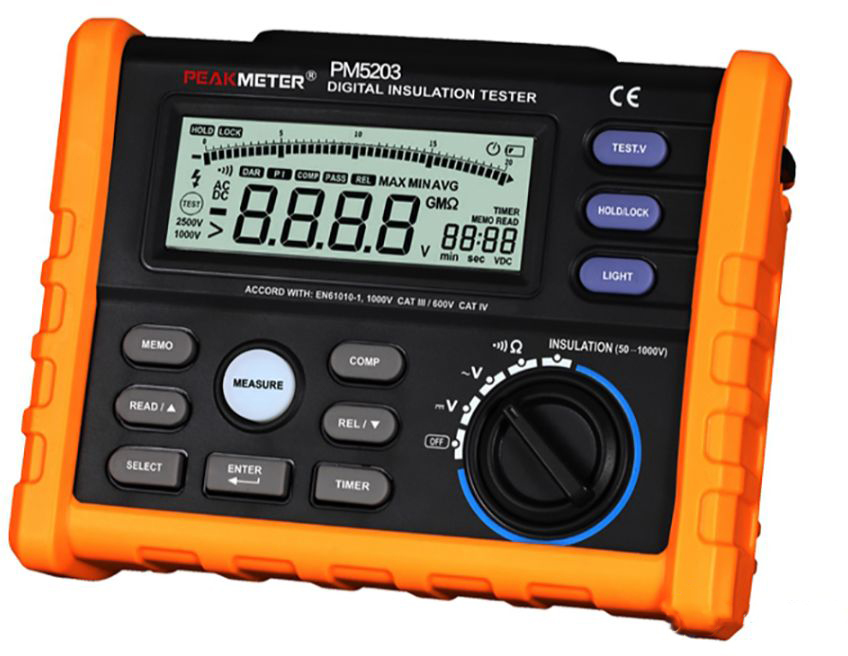 

Цифровой тестер изоляции PEAKMETER MS5203 (Оранжевый)