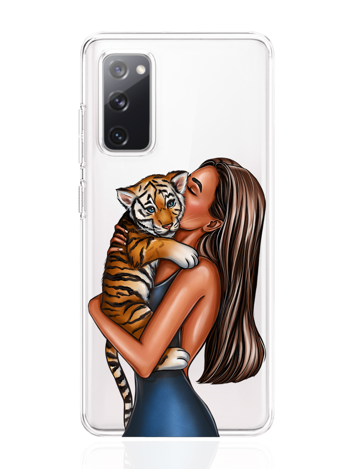 

Чехол MustHaveCase для Samsung Galaxy S20 FE Девушка с тигренком прозрачный, Samsung Galaxy S20 FE Девушка с тигренком