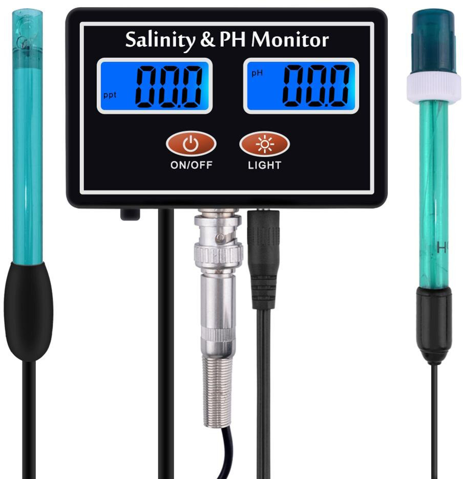 фото Монитор уровня ph и солености воды техметр кс-2587 стационарный для аквариума (черный)