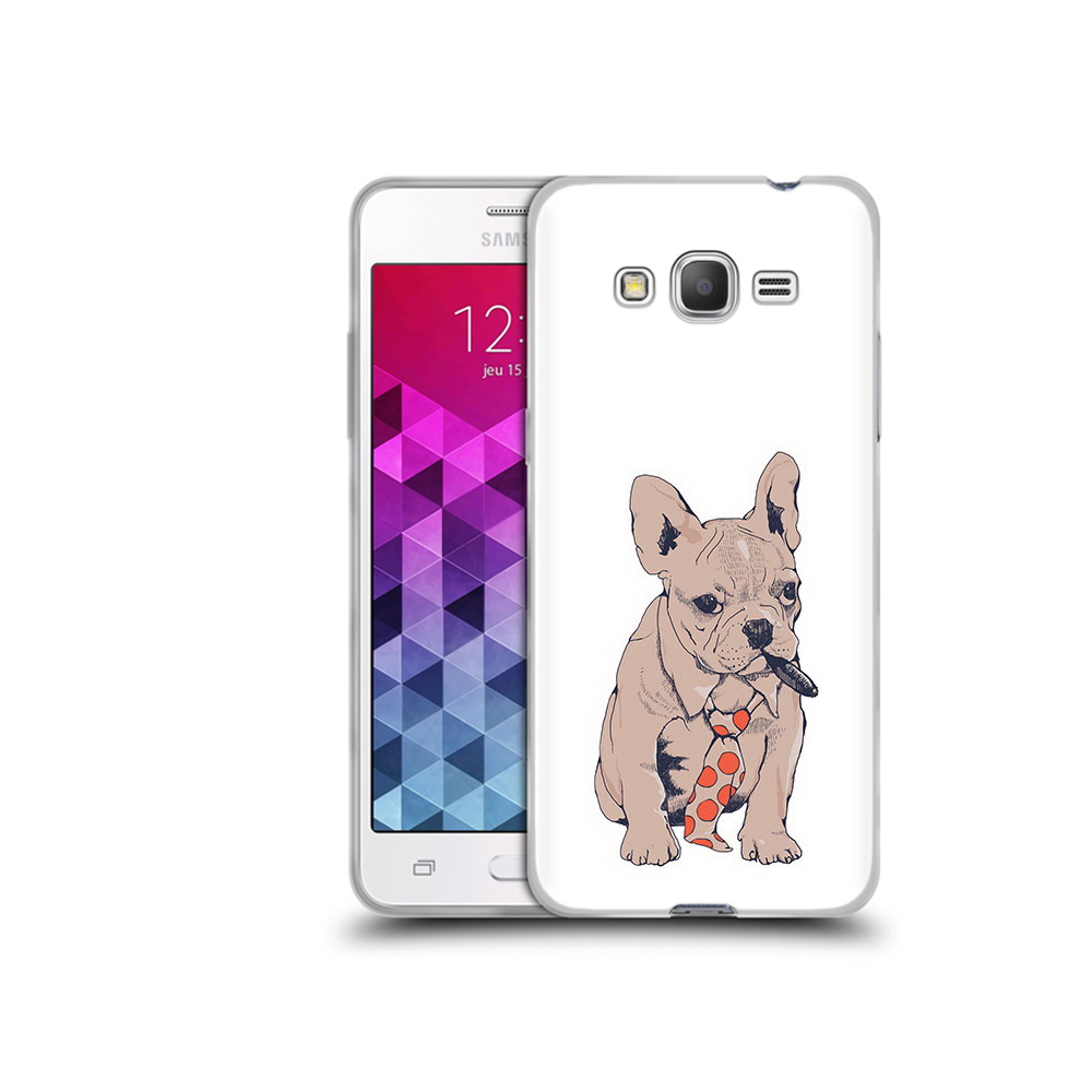 

Чехол MyPads Tocco для Samsung Galaxy Grand Prime бульдог с сигарой, Прозрачный, Tocco
