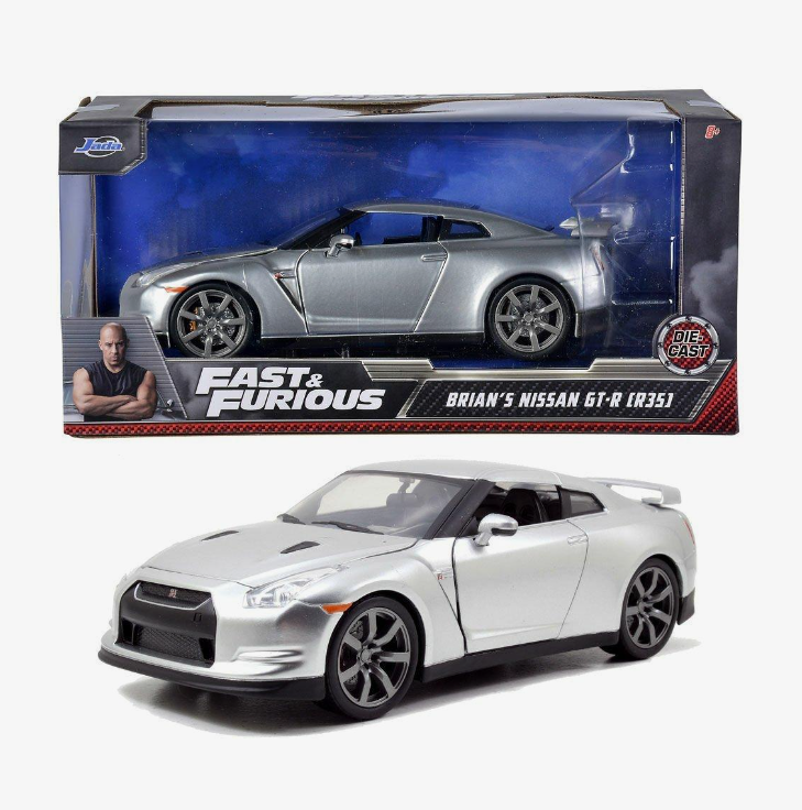 Машина игрушечная Iqchina Jada Fast and Furious 1:24 Brian s Nissan GT-R R35 серый jada 1 24 scale metal alloy for ford escort fast 8 car model diecast vehicles toys for colletion