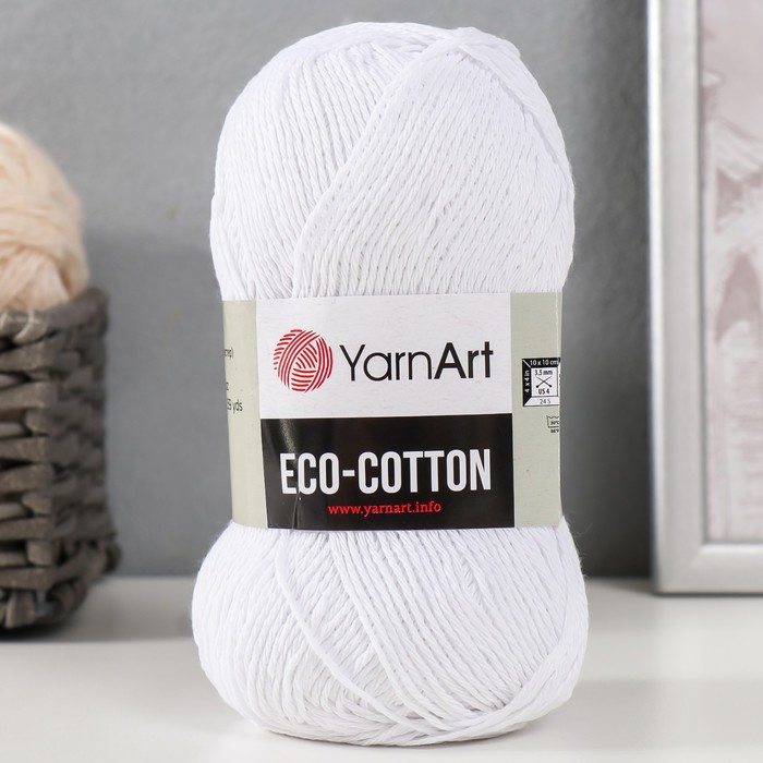 

Пряжа Eco-Cotton 80% хлопок 20% полиэстер 220м/100гр (760 ультрабелый), Белый