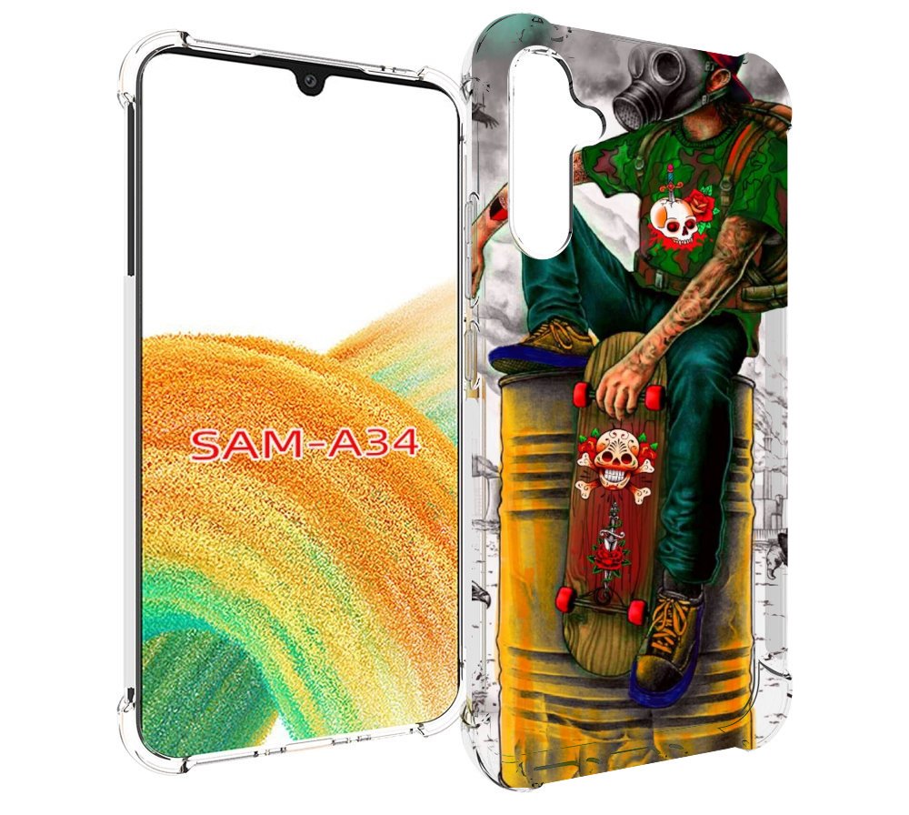 

Чехол MyPads скейтер в противогазе для Samsung Galaxy A34, Tocco