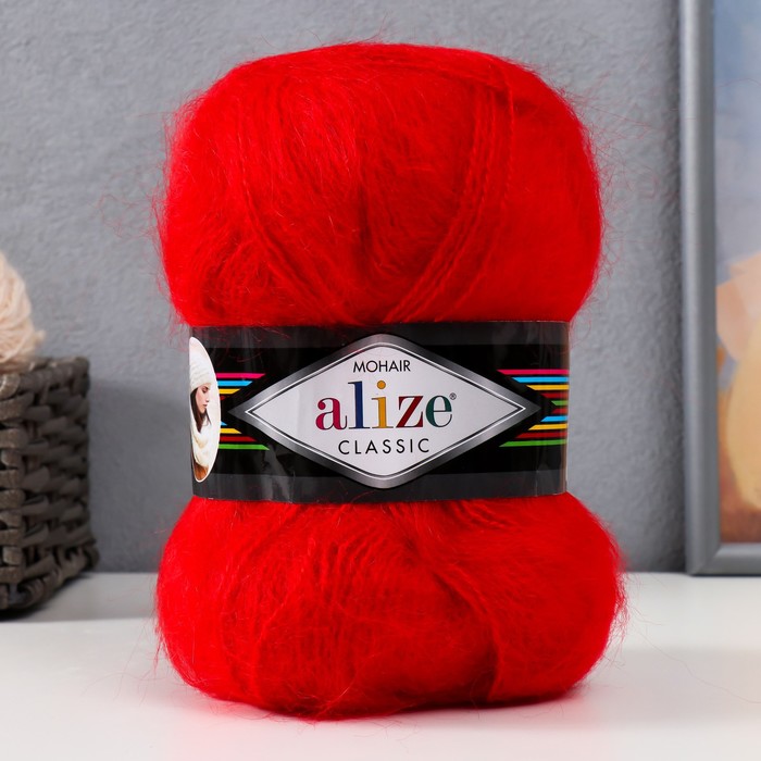 

Пряжа Mohair classic 25% мохер, 24% шерсть, 51% акрил 200м/100гр (56 красный)