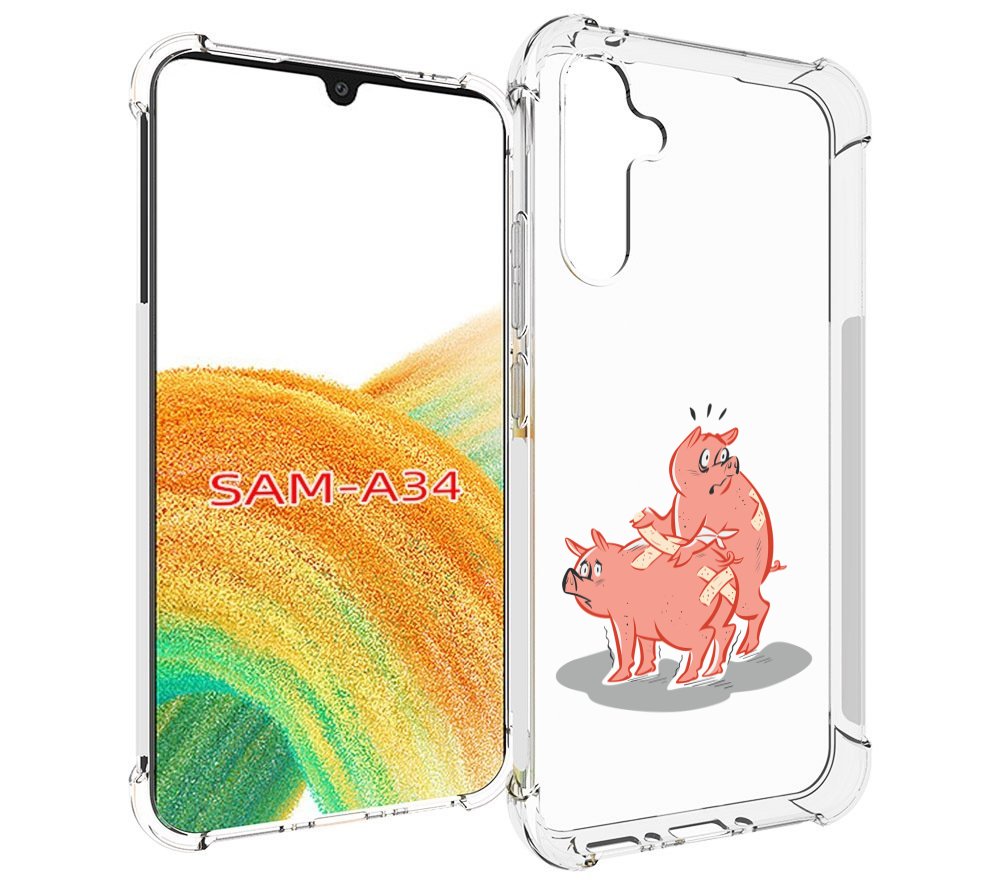 

Чехол MyPads свинки-с-пластырями для Samsung Galaxy A34, Tocco